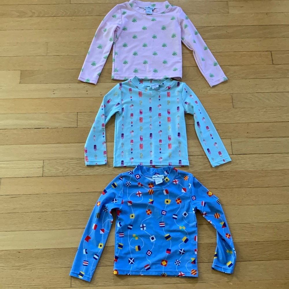BlueQuail rash guards x3 in size 3T. Very condition, no rips, stains UPF 50+